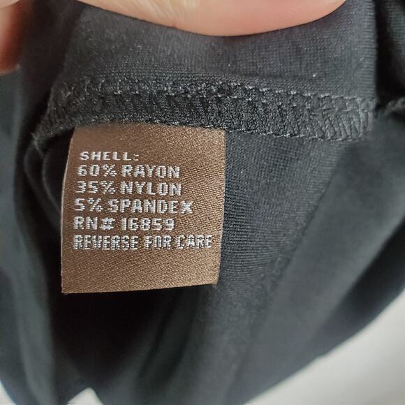 J McLaughlin Letty Dress Sz M Black Tiered Bell Sleeve Bainbridge Cloth Stretch - Picture 9 of 14